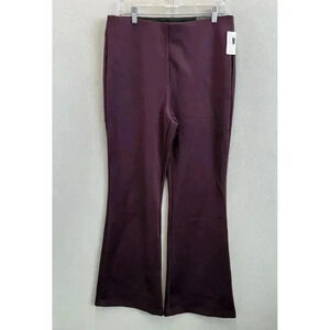 Maurice Women's Sz‎ Large Maroon Purple Flare High Rise Nylon Pull On Pants